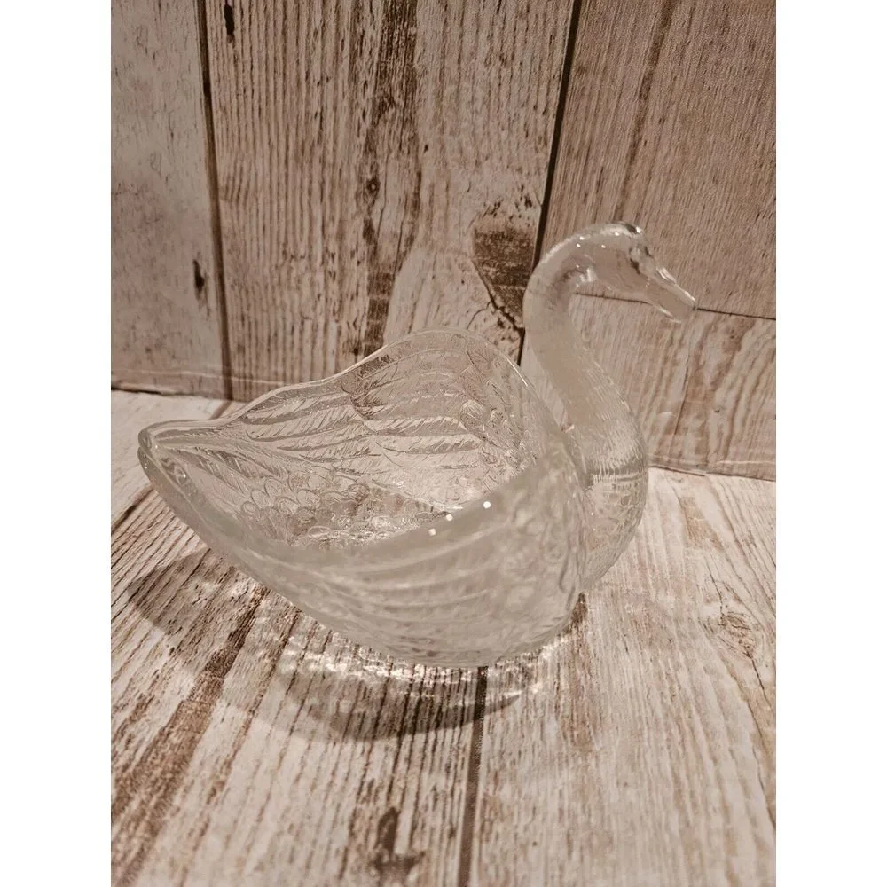 Vintage‎ Clear Pressed Glass Swan Candy Nut Mint Dish